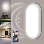 Letlit LED Ceiling Light with Motion and Twilight Sensor, 18W LED Bulkhead Light Outside, IP54 Bathroom Wall Light, 1800LM 4000K Porch Light Radar Sensor for Indoor,Outdoor,Hallway,Cellar,Garden