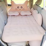 MEEWOO Inflatable Car Air Mattress Bed - SUV Truck Air Mattress Back Seat Camping Bed Thickened Universal Vehicle Sleeping Pad for Travel with Air Pump 2 Pillows (Beige)