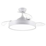 CJOY Ceiling Fan Light with Retractable Blades, 42 inch Ceiling Fans with Lamps and Remote, Invisible Fan DC Reversible, Quiet 3 Blades, 6 Speeds, 36W Dimmable LED, Timer, White