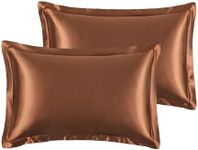 Coffee Satin Pillowcases for Hair and Skin Standard/Queen Size, 2PCS Satin Silk Pillow Cases, Soft Smooth Texture Pillow Covers with Envelope Closure, Gifts for Women Men (48 * 74cm, Coffee)