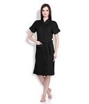 FILMAX® Originals Women 100% Cotton Towel Terry Solid Bath Gown for Swimming, Beach, Party, Spa Bathrobe (FX-5401_Black_Free Size)