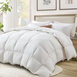 Globon Ultra-Soft Down Feather Comforter Queen Size,Luxurious Fluffy Hotel Collection Duvet Insert for All Season,Noiseless Shell, 700 Filling Power,Medium Weight with Corner Tabs, White…