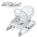 COSTWAY 2 in 1 Baby Bouncer, Foldable Infants Bouncy Seat with Rocker & Stationary Modes, 3-Position Adjustable Backrest, Removable Toy Bar, Safety Belt, for Babies 0-6 Months (Gray)