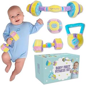 Skywin Baby Weights Toys -Baby Photo Props Baby Workout Toys - Baby Dumbbell Toy + Kettlebell Toy + Baby Barbell + Plush Medicine Ball (Purple)