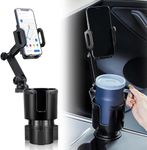 THIS HILL Car Cup Holder Expander Adjustable Base with Phone Mount 360° Rotation All Purpose Cup Holder Cell Phone Holder for Car Compatible with iPhone/Samsung All Smartphones