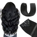 YILITE Hair Extensions Clip in 18 Inch 120g 8pcs Clip in Hair Extensions Real Human Hair Natural Silky Double Weft Hair Extensions Clip in Real Hair (18inch #1 Jet Black）