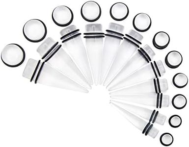 CrazyPiercing Big Ear Gauges Kit 24 Pieces Acrylic Tapers and Plugs Double O-rings Stretching Set