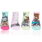 Bonjour Tom & Jerry Ankle Length Cotton Socks For Women - Pack Of 4