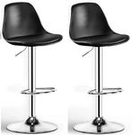 Aarpee Furnitures Black REVOLVING Height Adjustable BAR Stool/Kitchen Chair Suitable for Kitchen, Cafeteria, Dining,Pubs, Office,Shops - Pair of 2