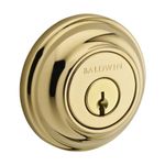 Baldwin DC.TRD.003.6L.DS.CKY.KD Traditional Round Double Cylinder Deadbolt, Polished Brass by Baldwin