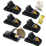 LESNIC Mouse Traps Recyclable 6 pack, with 4 pairs of Disposable Gloves & 15 pcs Trash Bags Biodegradable (12 * 9.0in),Best Reusable Mouse Traps That Work, Mice Traps with Detachable Bait Cup