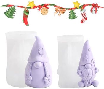 Wondsea 2 Pezzi Stampo in Silicone Gnomo di Natale Stampi,Stampi per Candele Natalizie 3D di Natale,Stampo in Silicone 3D per Nano,DIY Stampo da Forno Gnomi Pasquali per la famiglia e gli amici