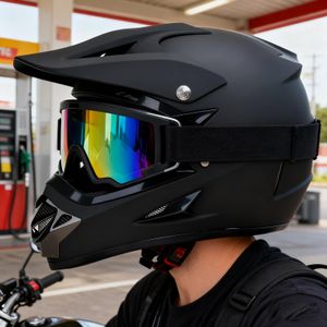 UIGJIOG Matte Black Motocross Helmet – Size M