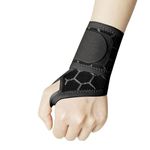 HENIJ® Wrist Compression Strap and Brace Band, Wrist Support Band for Fitness, Weightlifting, Tendonitis, Carpal Tunnel Arthritis, Pain Relief-Wear Adjustable Fit Right Left Hand, Black, Pack Of 2