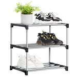 Shoe Rack Stackable Small Shoe Racks 3 Tier Footware Storage, Slim Shoe Rack Storage Organizer, Durable Metal Shoe Shelf for Closet Entryway Hallway Bedroom Quick Assembly