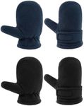 RAOEXI Toddler Infant Winter Mittens Fleece Lined Adjustable Baby Boys Girls Thick Warm Gloves for 1-7 Years (B-Black&Navy, L (2-4 Years))