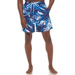 Calvin Klein Men's UV Protected Quick Dry Patterned Swim Trunk, Blue Palm, Small