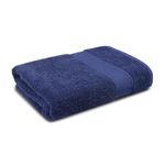 Trident 100% Cotton Towels for Bath | Towels for Bath Large Size Bath Towel - Soft & Absorbent | 450 GSM | 1 Piece Bath Towel for Men/Women | Urban Comfort | 70 cms x 140 cms - New Navy