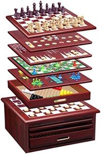 15-in-1 Wooden Chess Game Set Multi Board Game Set Checker Backgammon Solitaire Kids Adults Play Game