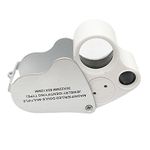 Yasumai DC 30X 60X Loop Magnifier Jewelers Eye Loupe Dual Lens Illuminated Jeweler's Double Eye Loupe Glass Jeweler Jewelry Magnifier Magnifying with LED UV Light 2in1