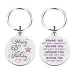 Laluminter 65th Birthday Gifts for Women Men - Happy 65 Year Old Keychain Key Chain Party Favors Decorations