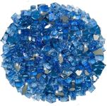 Fire Glass for Propane Fire Pit, 1 lb 1/2 inch Blue Reflective Fire Glass Rocks for Gas Fireplace Firepit Outdoor Fire Table Landscaping