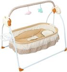 Electric Baby Crib Cradle,Baby Bassinet Auto Rocking Chair,Infant Rocker Auto Swing Bed Baby Cradle up to 0-25Kg for Infant Newborn Baby Boys & Girls (Khaki)