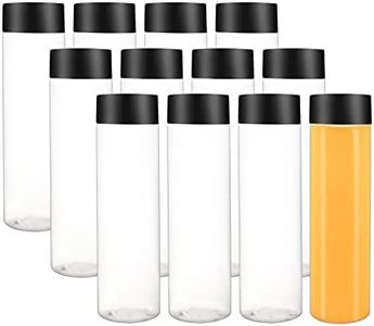 zmybcpack 12 Pack 13.6 OZ (400 ml) Clear PET Plastic Juice Bottles With Black Lids- Plastic Smoothie Bottles Ideal For Juice, Milk and Other Beverage