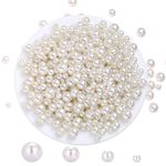 Naler 500pcs Assorted Pearl Beads for DIY Jewelry Making Vase Fillers Table Scatter Wedding Birthday Party Home Decoration, Ivory&White Color, 0.15/0.23/0.30/0.39 inch