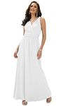 koh koh Plus Size Womens Long Sleeveless Flowy Bridesmaids Cocktail Party Evening Formal Sexy Summer Wedding Guest Ball Prom Gown Gowns Maxi Dress Dresses, Ivory White 2XL 18-20