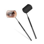 AREMOD Mini Eyelashes Mirror, Detachable Lash Mirror Tools Square Handheld Stainless Steel Dental Beauty Makeup Mirror for Eyelash Extensions Supplies(BLACK)