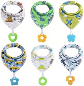 vuminbox Paquet de 6 bavoirs bandana pour bébé et jouets de dentition Paquet de 6 en 100% coton biologique, super absorbant et doux unisexe (6pack Garçon)