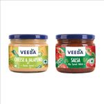 Veeba Cheese & Jalapeno dip, 300 g & Salsa dip, 360 g - Pack of 2