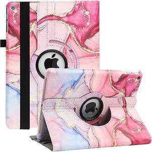 New iPad 9th/ 8th/ 7th Generation Case (10.2 inch) - 360 Degree Rotating Stand Smart Protective Cover with Auto Sleep Wake Feature for Apple iPad 10.2 Inch 2021/2020/2019 (Pink Marble)