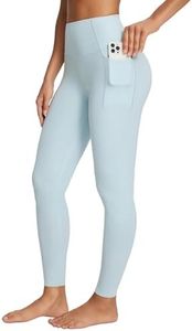 baleaf Freeleaf Women's Workout Leggings with Pockets 7/8 Yoga Pants High Waisted Tummy Control Athletic Gym Leggings Pastel Blue L-2XL
