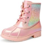 DREAM PAIRS Girls Side Zipper Glitter Ankle Boots(Toddler/Little Kid/Big Kid),Size 9 Toddler,PINK/RAINBOW,KBO212