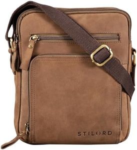 STILORD 'Darius' Sacoche Messenger Homme Cuir Petit Sac à Bandoulière Vintage pour Tablet 10,1' Sac Homme à l'Épaule Besace en Cuir Véritable, Couleur:austin - marron