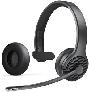 EKSA Wireless Trucker Headset with Microphone Noise Cancelling, Mute Button & Replacement Ear Cushion, 65Hrs Bluetooth 5.4 Driver Headphones with Mic for Work Office Laptop