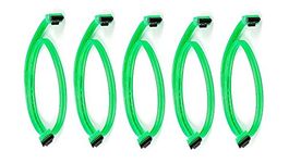 C&E 5 Pack 18inch SATA 6Gbps Cable w/Locking Latch UV Green, CNE568010