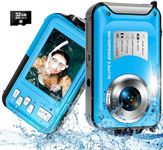 4K Waterproof Camera with 32GB Card Waterproof Digital Camera 56MP Autofocus 16X Compact Underwater Cameras for Snorkeling 11FT Floatable Digital Camera with 1250mAh Battery