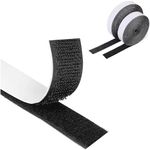 BoAn 1 Inch x 29.5 Ft Hook and Loop Tape,Hook and Loop Strips with Sticky Back,Strips with Adhesive-Black