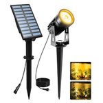 T-SUNUS Solar Garden Spot Lights, LED Solar Light Outdoor Waterproof Auto ON/Off for Garden, Driveway, Pathway, Pool Area, Christmas Decorations(Warm White 3000K)