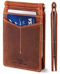 SERMAN Brands RFID Blocking Wallet Slim Bifold - Genuine Leather Minimalist Front Pocket Wallets for Men with Money Clip Gift, Canyon Red Rogue, Slim