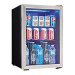 Danby DBC026A1BSSDB 95 Can Beverage Center, 2.6 Cu.Ft Refrigerator for Basement, Dining, Living Room, Drink Cooler Perfect for Beer, Pop, Water, Black/Stainless-Steel