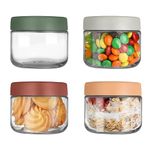 YUEYEE 4 Pack 10 OZ Overnight Oats Jar,Overnight Oats Container for Overnight Oats Salad Jars Salad Dressing Pots Yogurt Pudding Chutney Jam Spice Reusable Glass Jars with Sealing Screw Lids