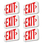 FREELICHT Red Double-Sided LED Exit Sign with Battery Backup，Exit Sign for Business，Easy to Install，UL Certified，AC 120/277V，Pack of 6