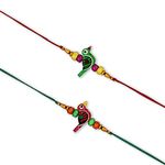 Prapti handicrafts Handmade Wooden Bird Beads Rakhi For Brothers/Kids combo of 2