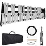 Giantex Percussion Glockenspiel Bell Kit 30 Notes w/Practice Pad, Adjustable Height Stand, Bell Mallets, Wooden Sticks, Music Stand, Carrying Bag