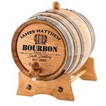 Personalized - Custom American White Oak Bourbon Aging Barrel - Oak Barrel Aged (1 Liter, Black Hoops)