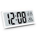 Sukeen Digital Wall Clock Battery Operated,Wall Clock Digital Clock with Big Digits,Temperature,12/24 Hr,Desk Clock Digital Clock Wall for living Room Bedroom Office School Garage Warehouse-White